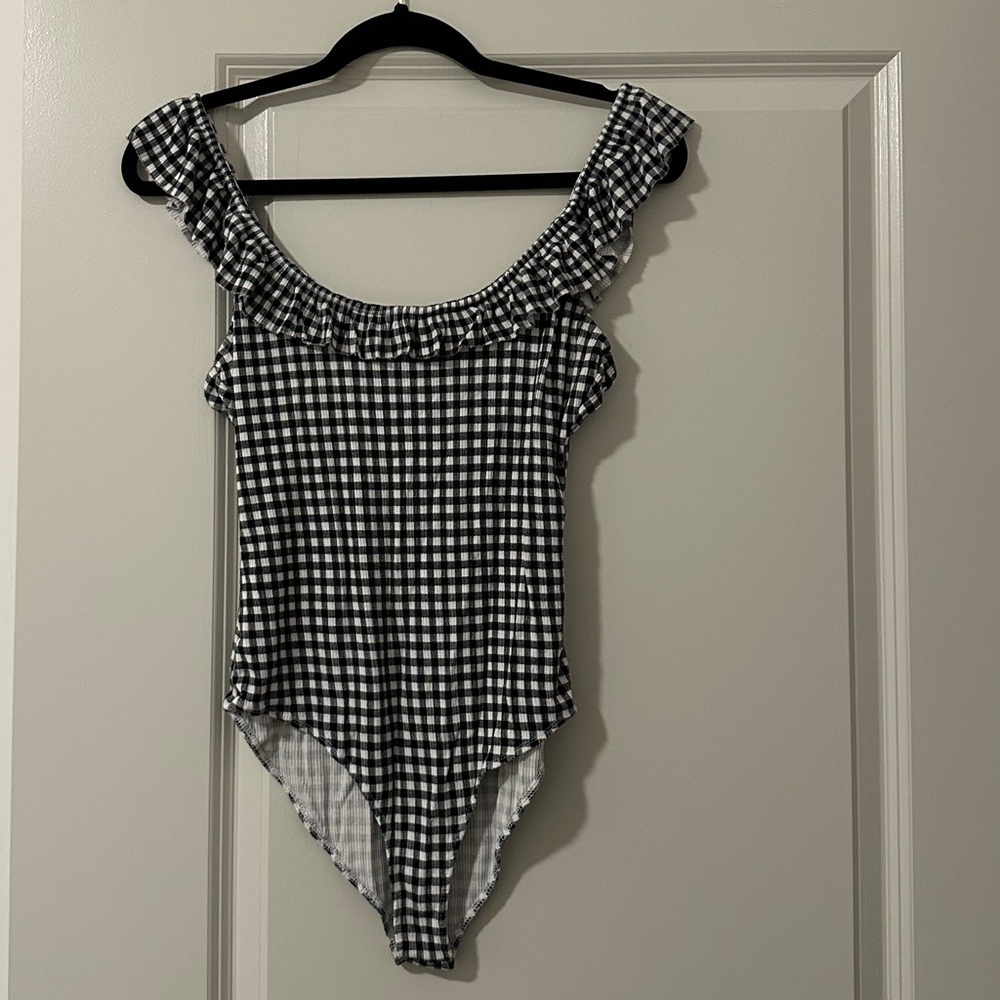 Forever 21 Black and White Checkered Bodysuit